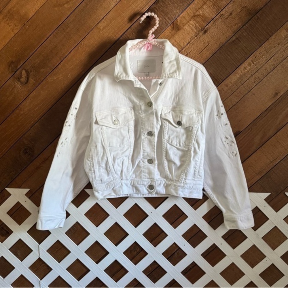 Joie white eyelet Roslena denim jacket size S